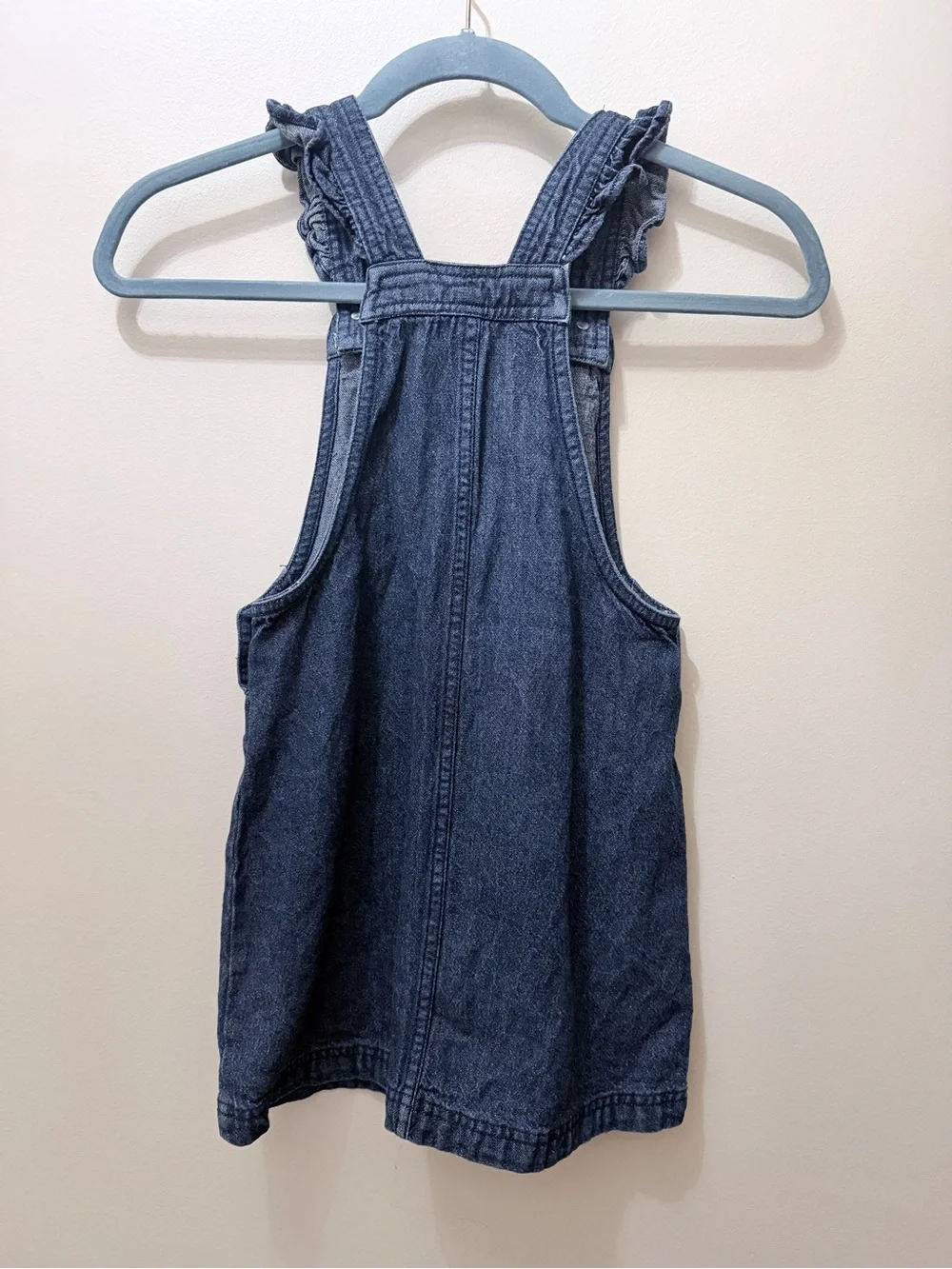Cynthia Rowley Blue Denim Apples Fall Back To Skl Overall Jumper Dress Ruffled 7